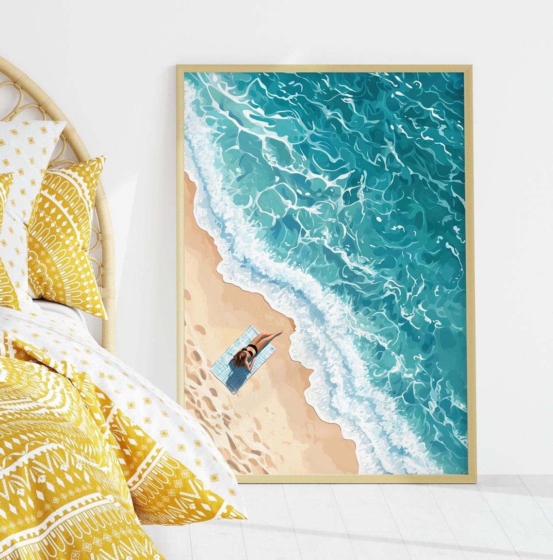 Top View Ocean Waves Abstract Beach Art Poster Or Canvas Print Wave Coastal Wall Nautical Decor House