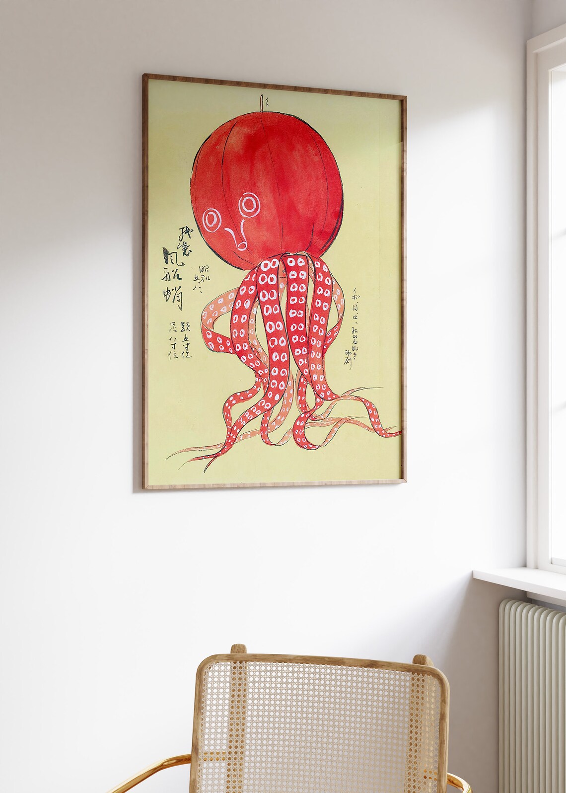 Japanese Red Octopus Vintage Woodblock Style Ukiyo-e Sea Art Poster - Image 2