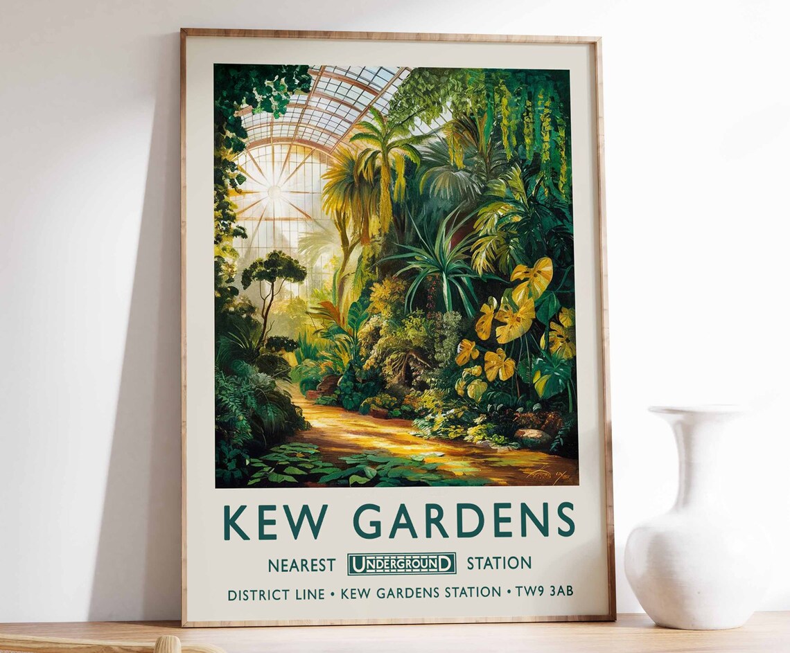 Kew Gardens Print, London Vintage Botanical Poster