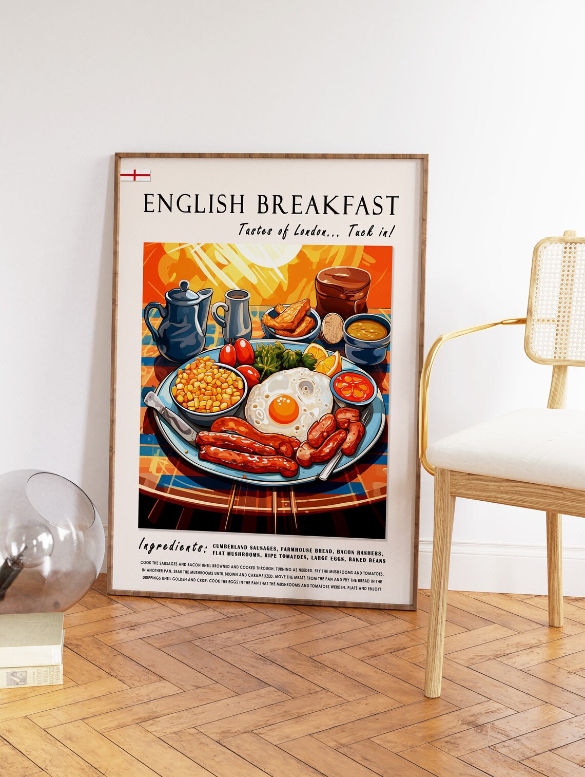 English Breakfast Food Poster, Kitchen Art Print - Image 2