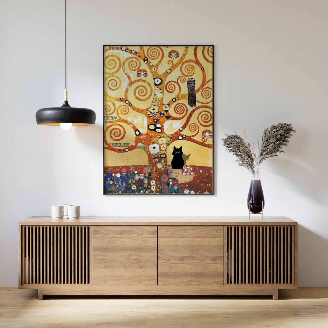 Gustav Klimt Cat Poster, Tree Of Life Art - Image 2