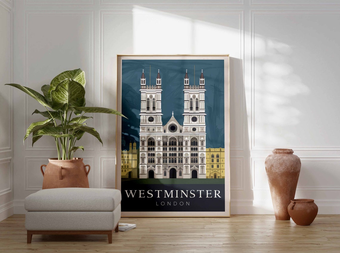 Westminster Poster London Print London Art London Poster London Travel Print William Morris Print Retro London Art - Image 3