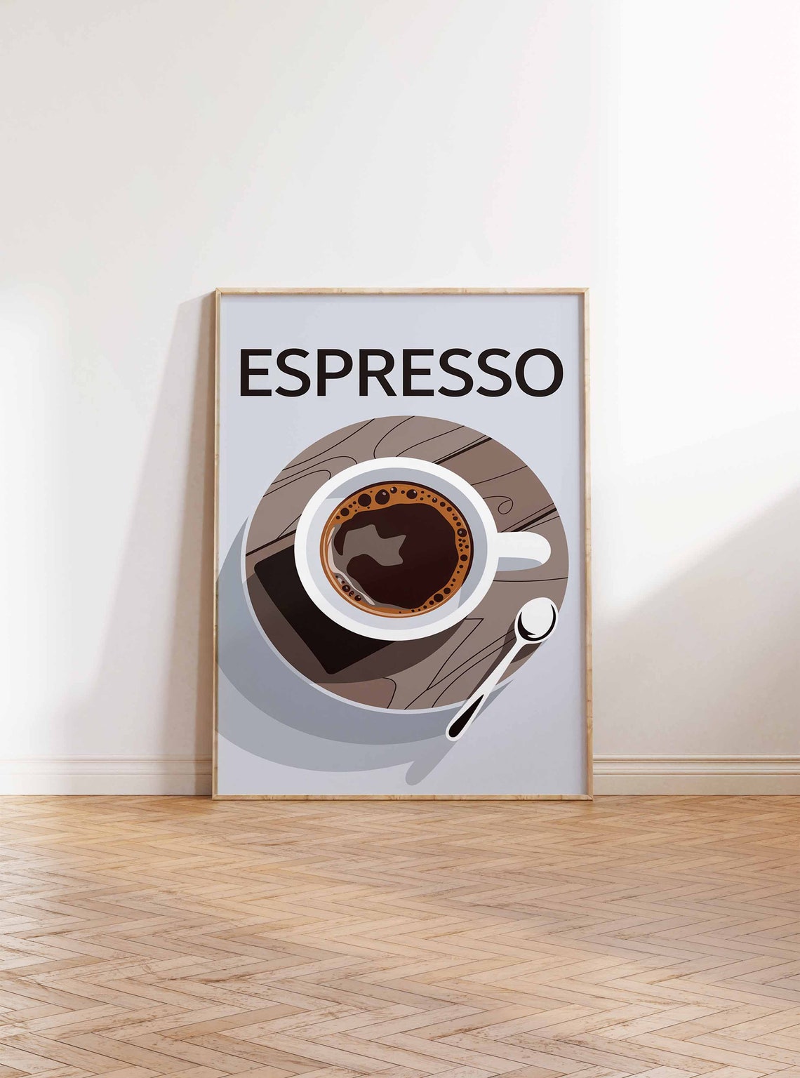Espresso Top Down Coffee Cup Minimal Modern Cream Kitchen Poster - Image 2