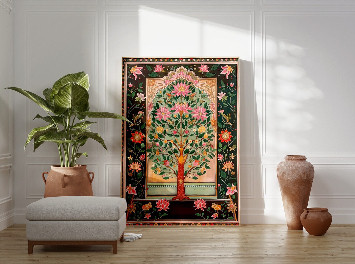 Indian Pichwai Tree Of Life Traditional Sacred Floral Art Poster - Image 3