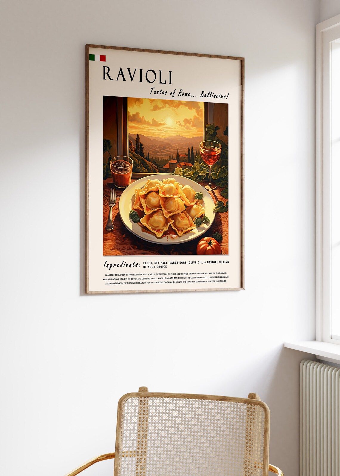 Ravioli Italian Pasta Vintage Recipe Tastes Of Rome Kitchen Art Poster - Image 2
