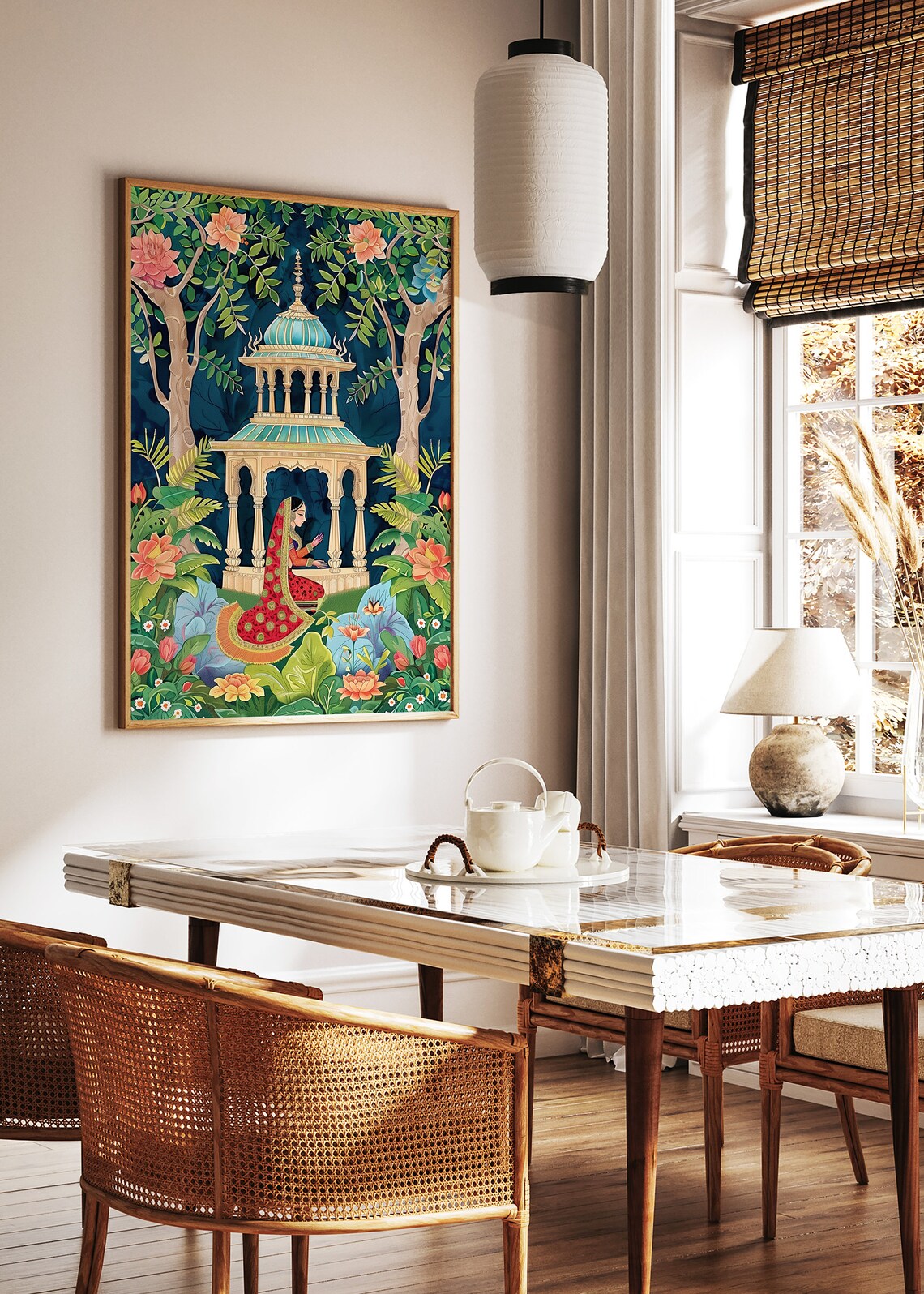 Indian Pichwai Traditional Floral Art Print - Image 2