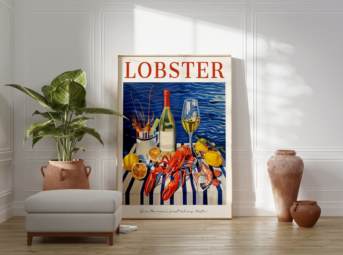 Lobster Vintage Food Print, Seafood Kitchen Decor - Image 3
