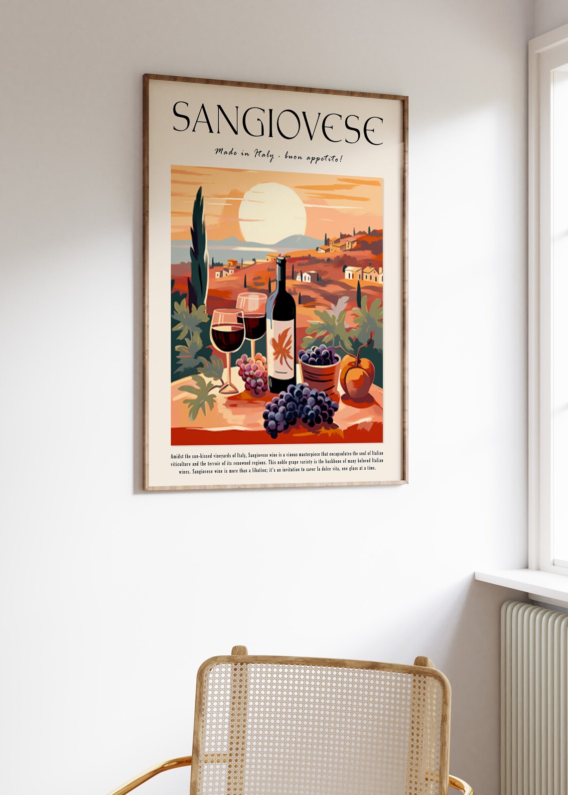 Italian Sangiovese Red Wine Kitchen Art Print - Image 3
