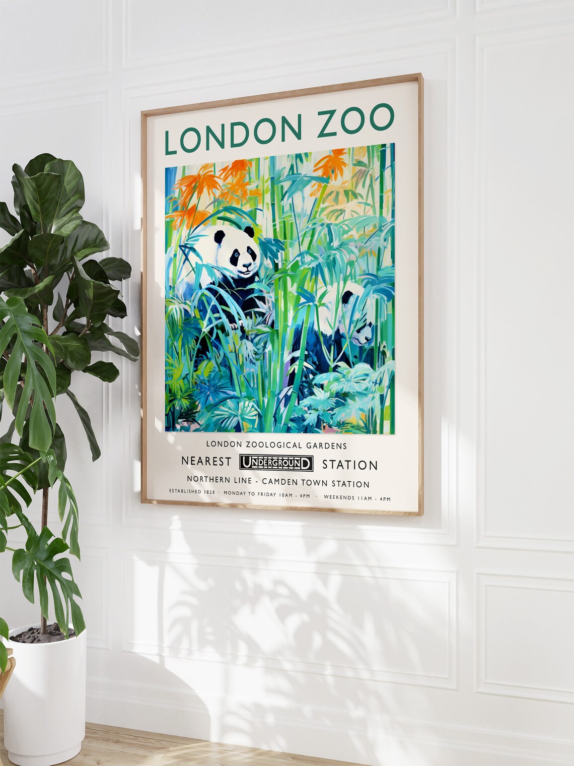 London Zoo Giant Panda Bamboo Underground Travel Art Poster Gift - Image 3