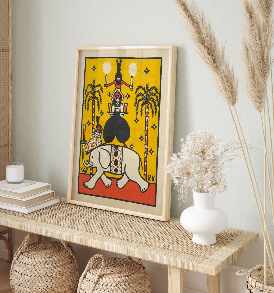 Indian Elephant Vintage Art Print, Spiritual Decor - Image 2