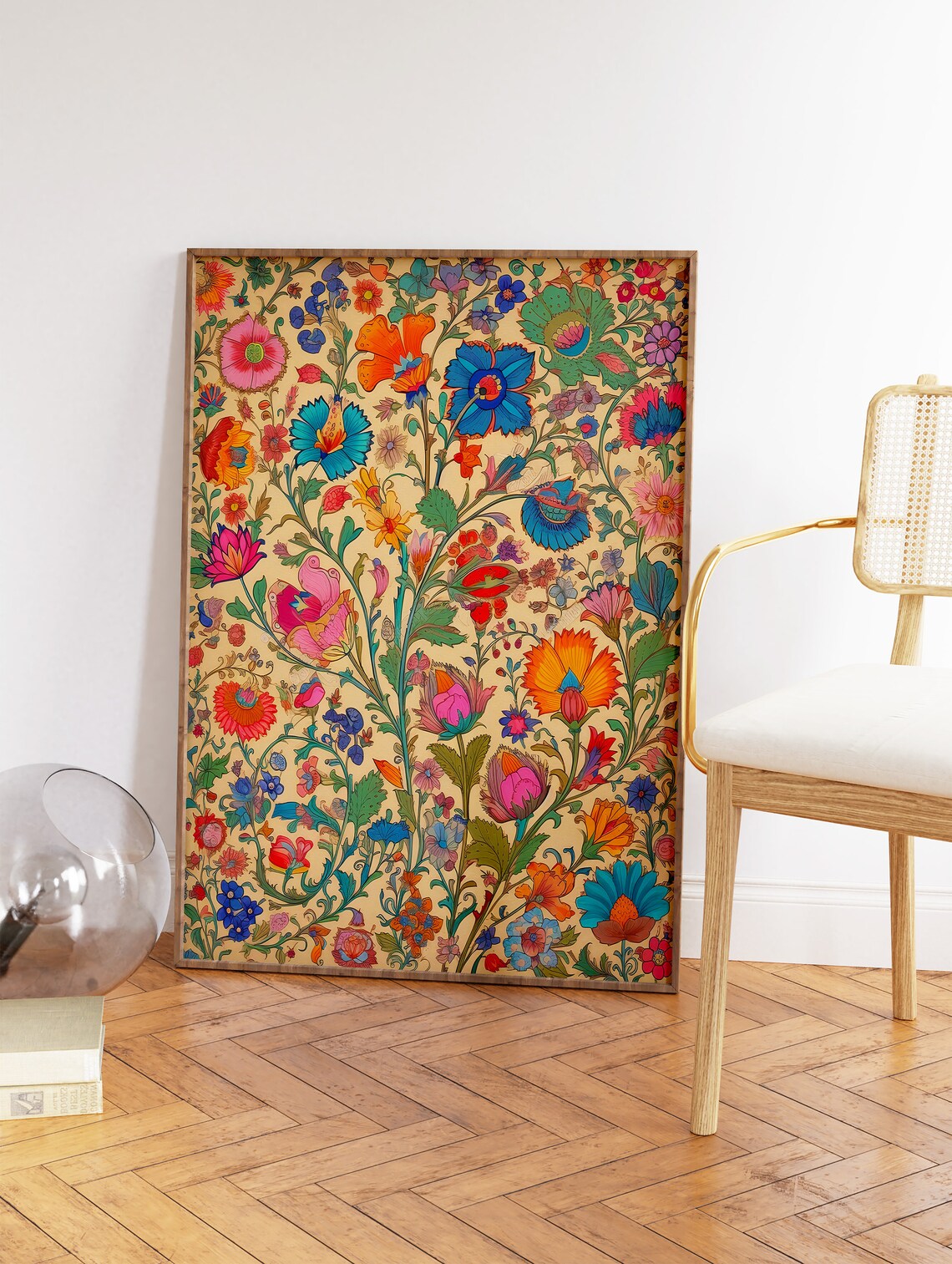 Indian Floral Print, Traditional Floral Decor Poster - Image 2