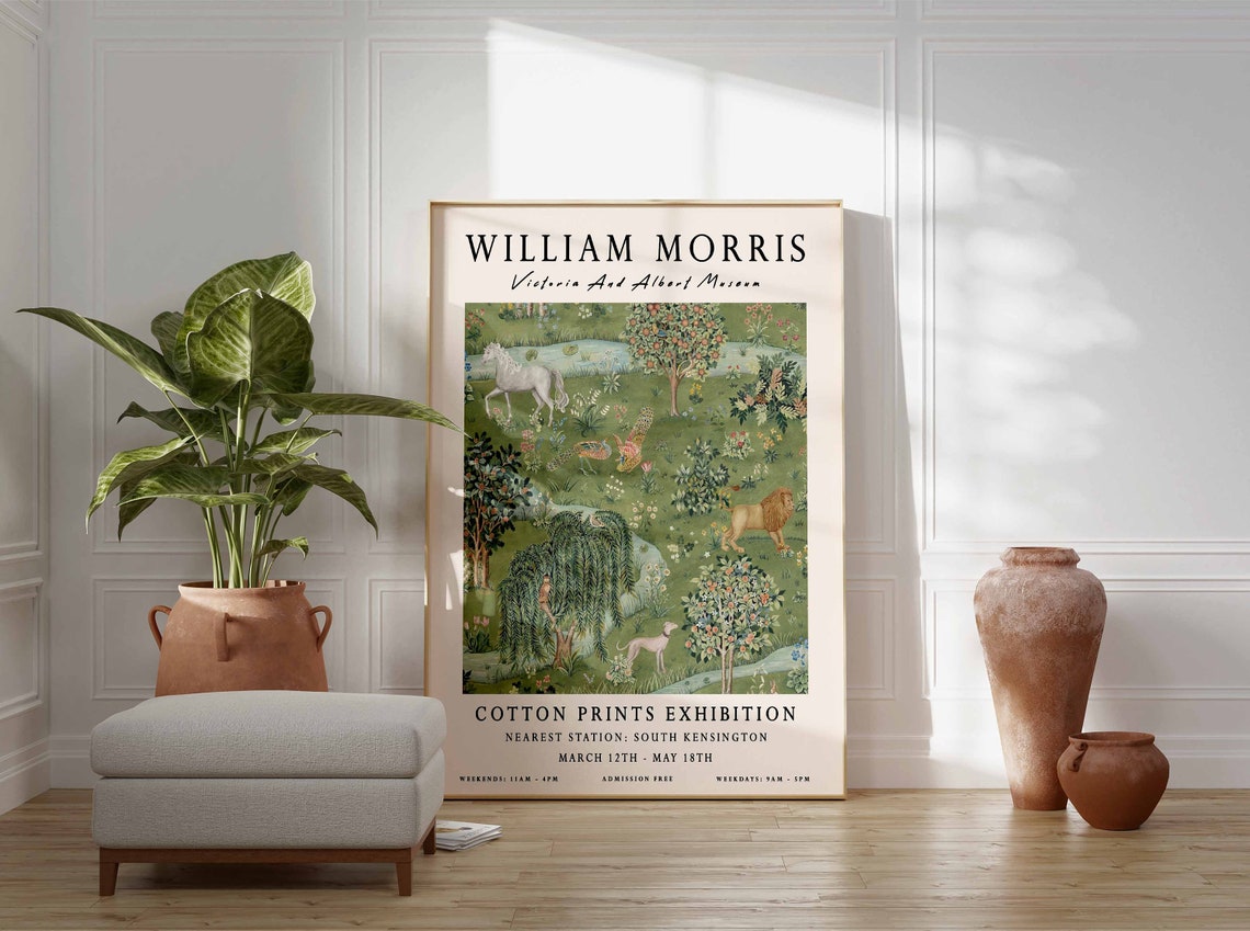 William Morris Forest Animals Cotton Prints Exhibition Poster - Image 2