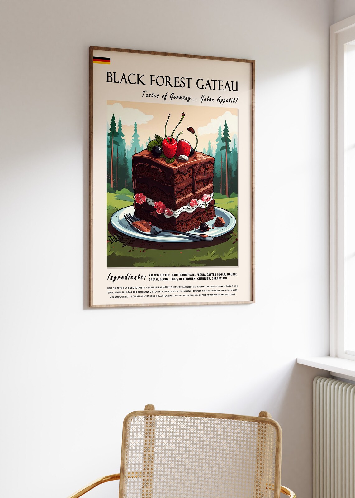 Black Forest Gateau Food Poster, Kitchen Decor - Image 3