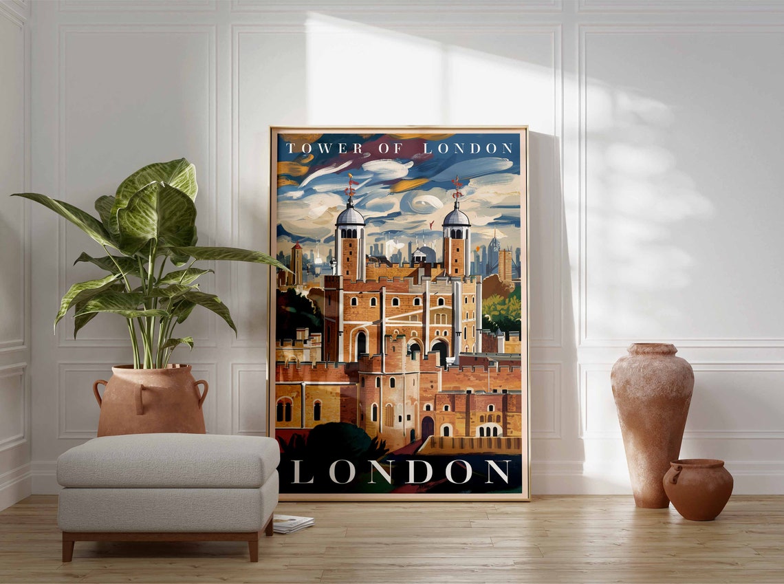 Tower Of London Poster London Print London Art London Poster London Travel Print William Morris Print Vintage Decor Retro Travel Art - Image 2