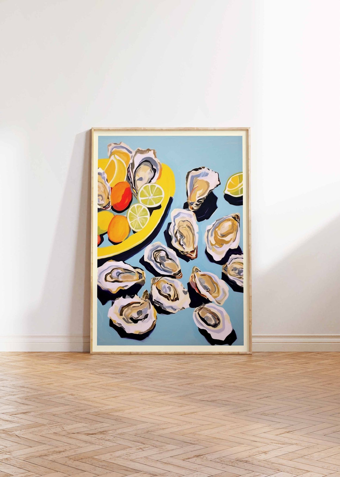 Fresh Oysters Seafood Painted Lemon Citrus Coastal Kitchen Art Print - Image 2