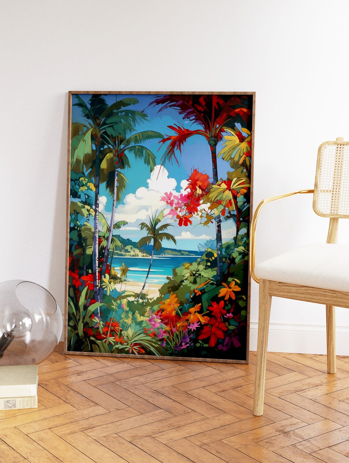 Caribbean Tropical Wall Art, Floral Scenery Print - Image 2