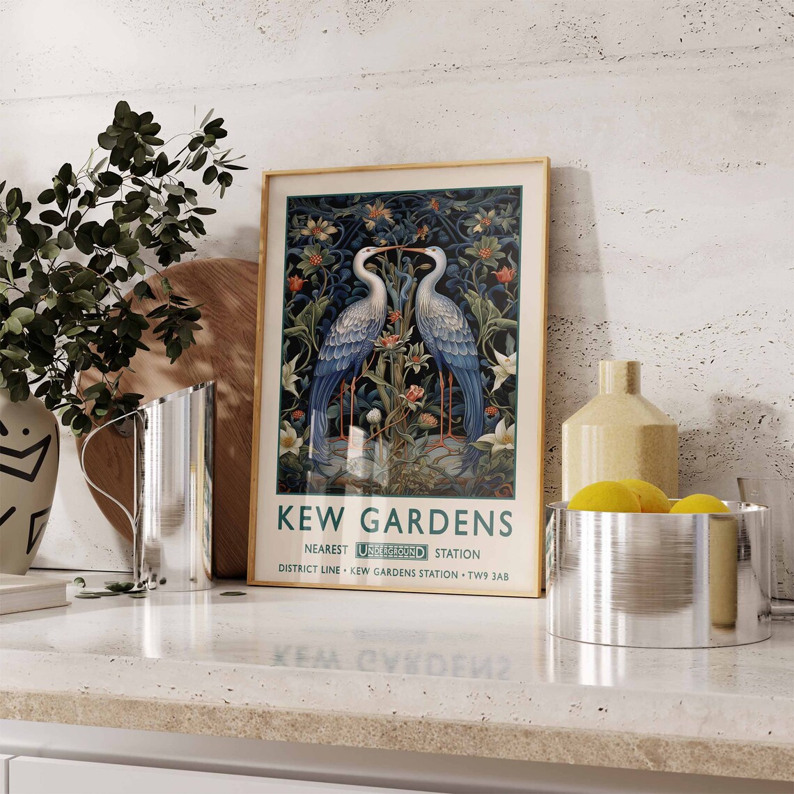 William Morris Stork Print, Vintage Floral Art Poster - Image 2