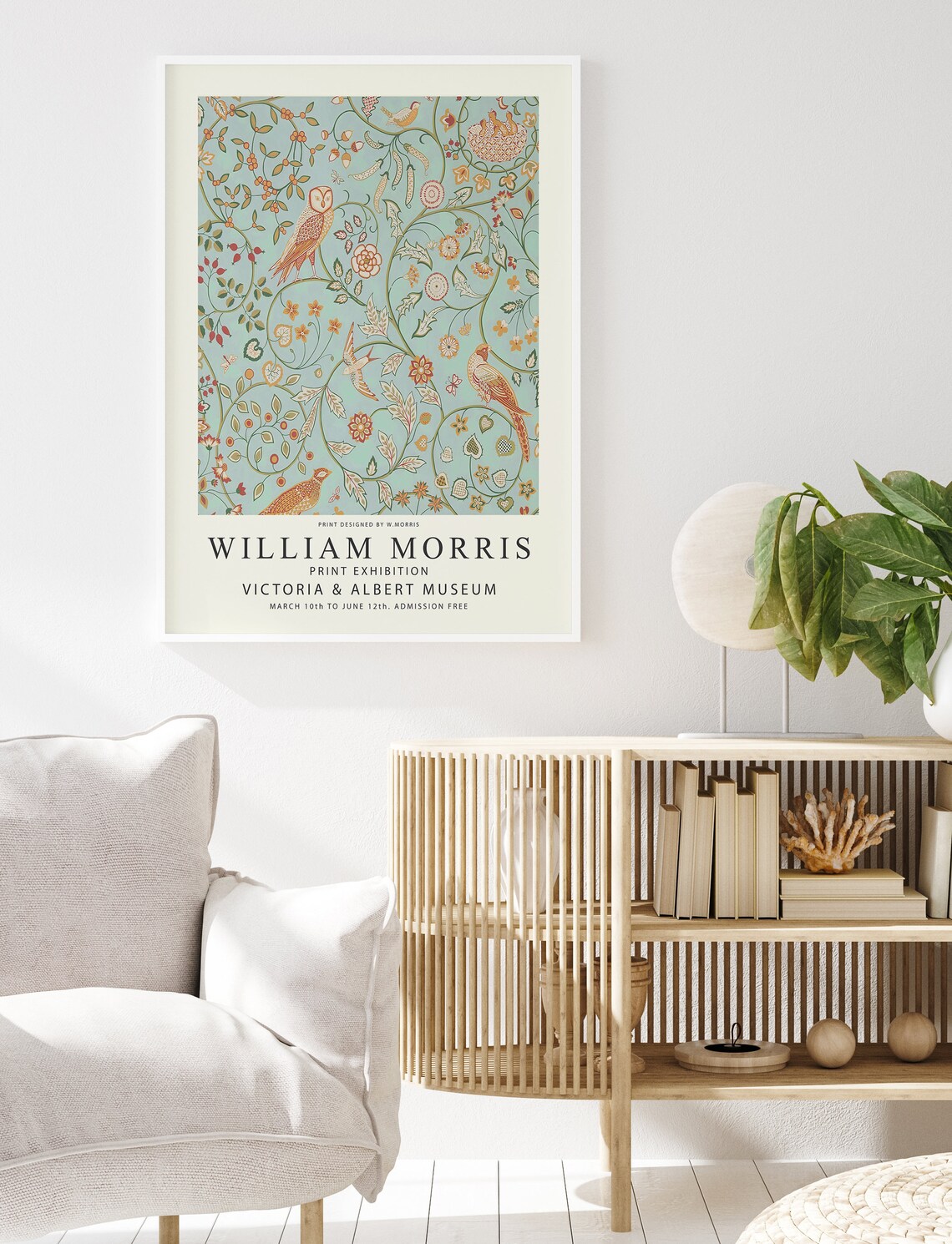 William Morris Exhibition Poster V and A Museum Birds Floral Art - Image 2