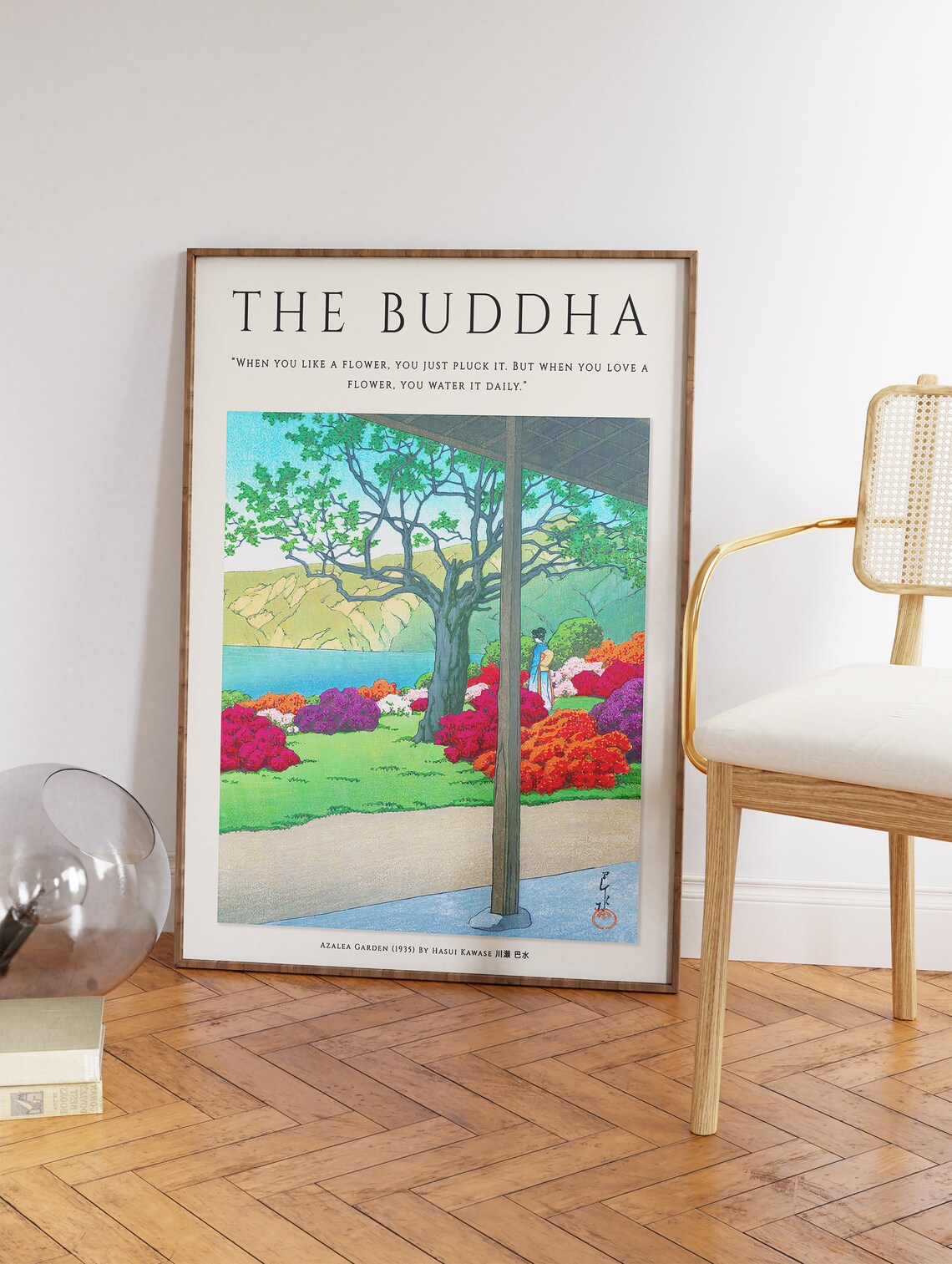 Buddhist Meditation Art Print, Japanese Spiritual Floral - Image 3