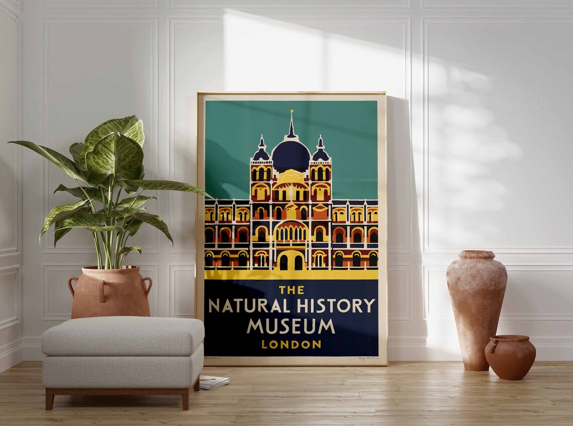 The Natural History Museum London Grand Facade Retro Travel Poster - Image 3
