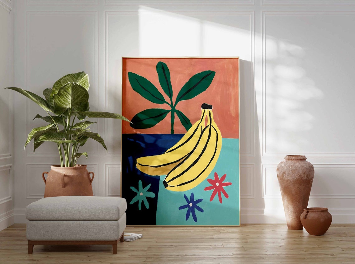Bananas With Stars Tropical Bold Fruit Pop Still Life Art Poster - Image 3