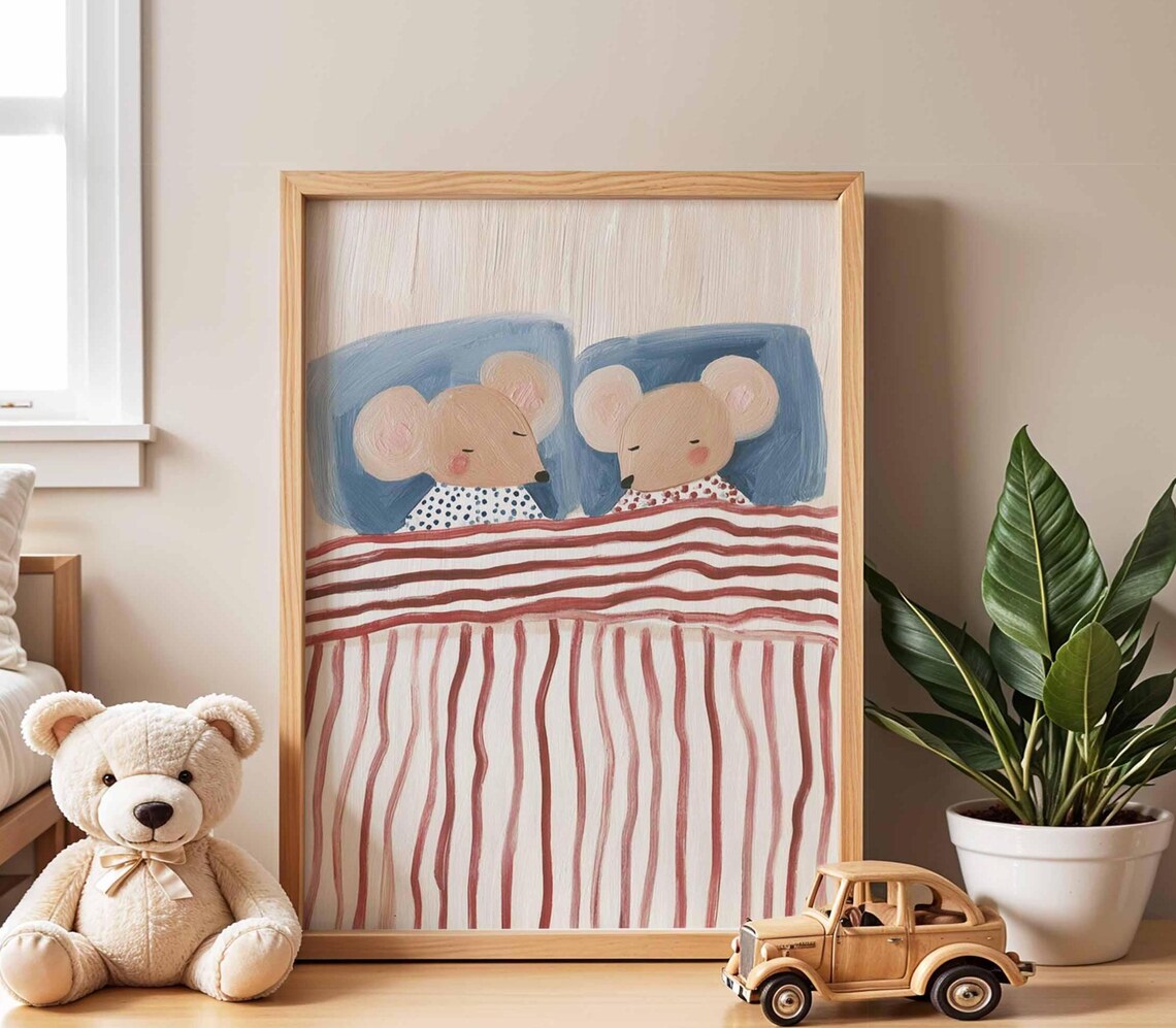 Whimsical Mouse Nursery Poster Print, Kids Decor