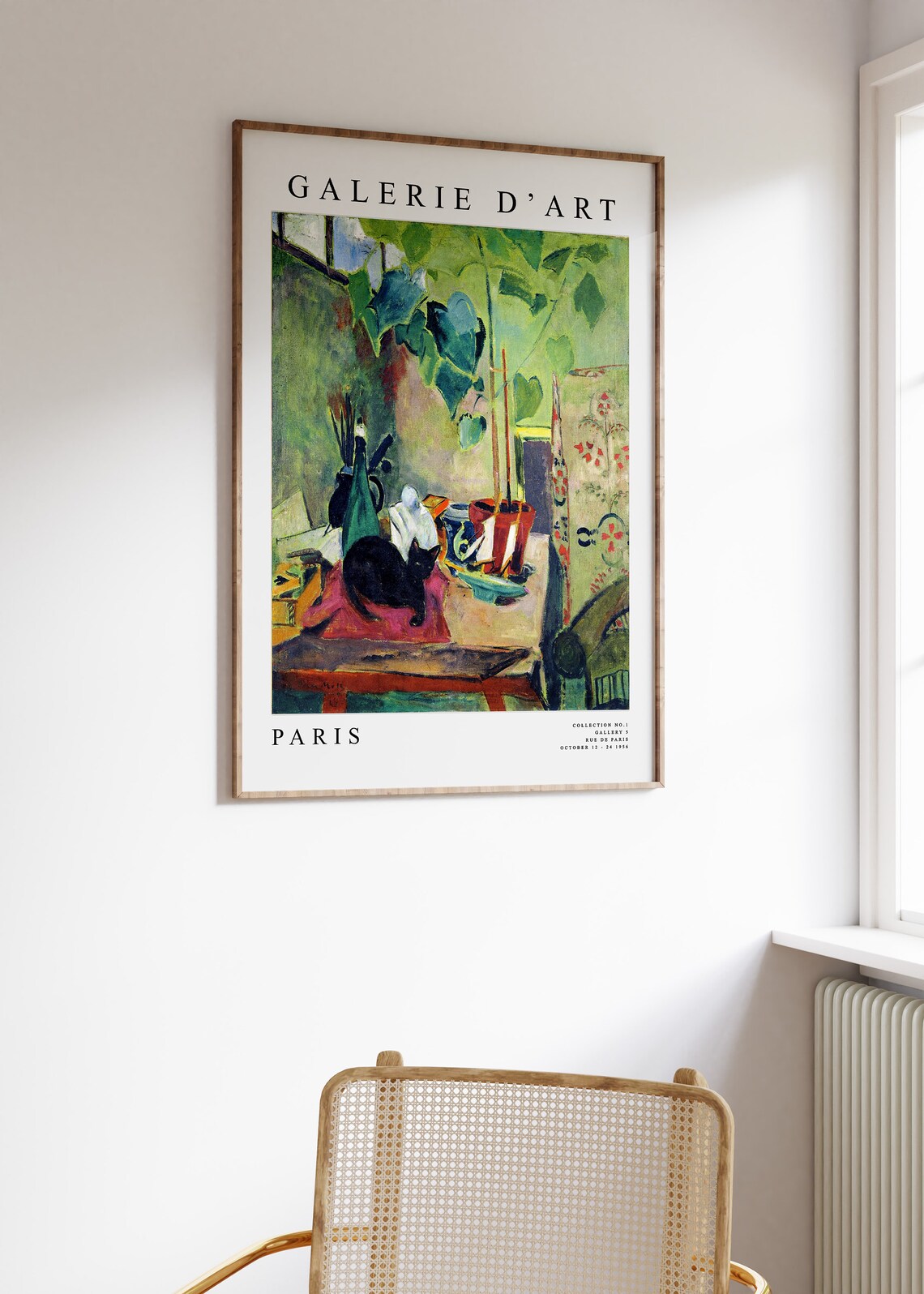 Paris Galerie d Art Black Cat Exhibition Poster 1936 Plants Art - Image 2