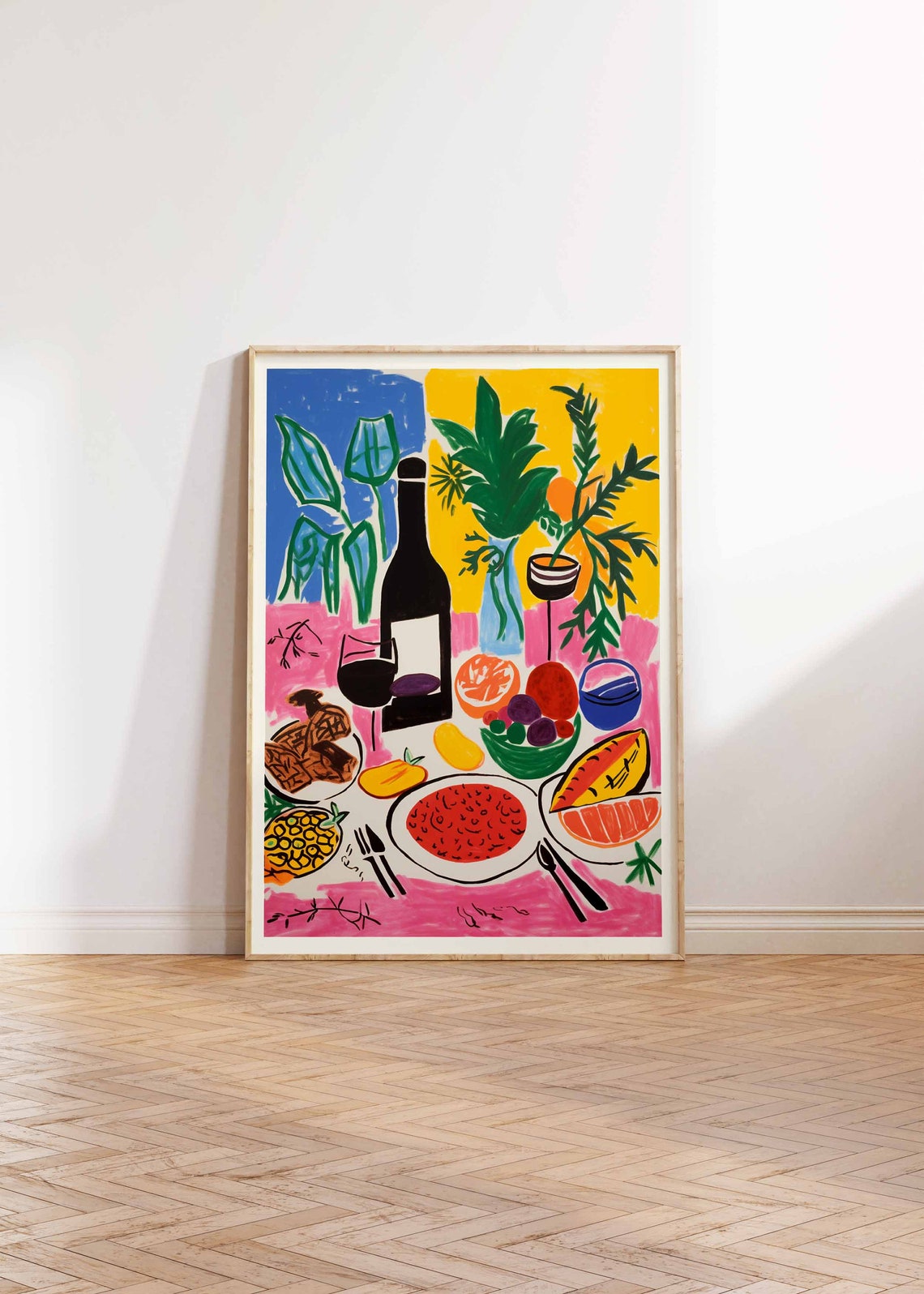 Fauvist Dinner Table Wine Fruit Bold Colorful Still Life Poster - Image 2