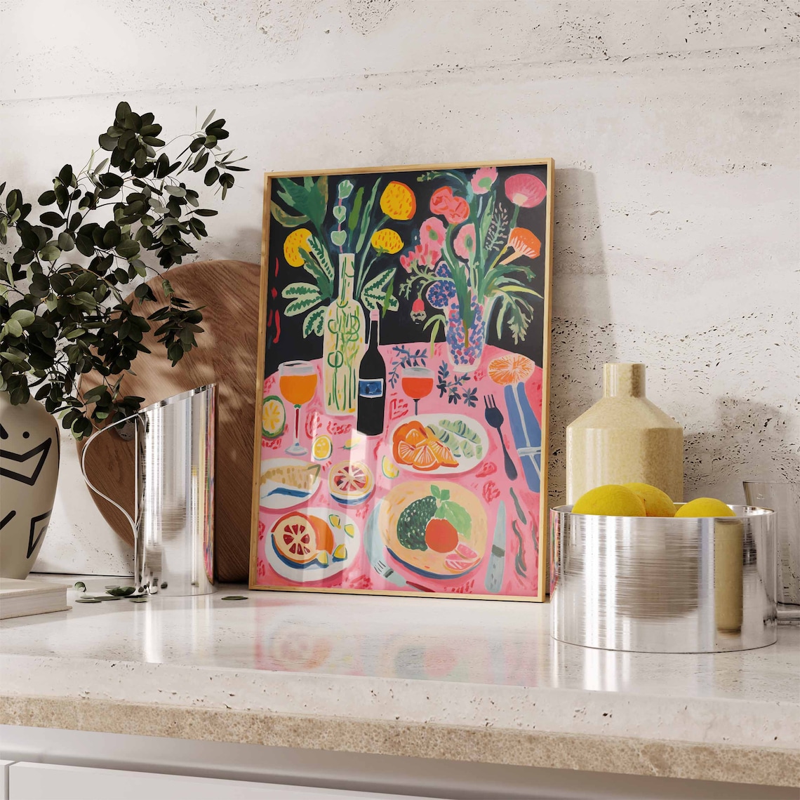 Dinner Table Food Illustration Cafe Decor Poster - Image 2