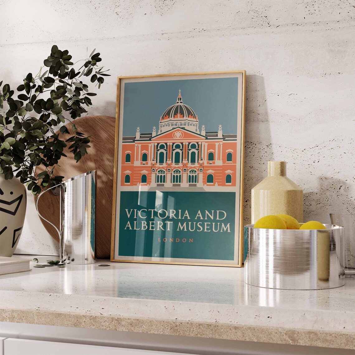 Victoria and Albert Museum London Orange Facade Travel Poster - Image 2