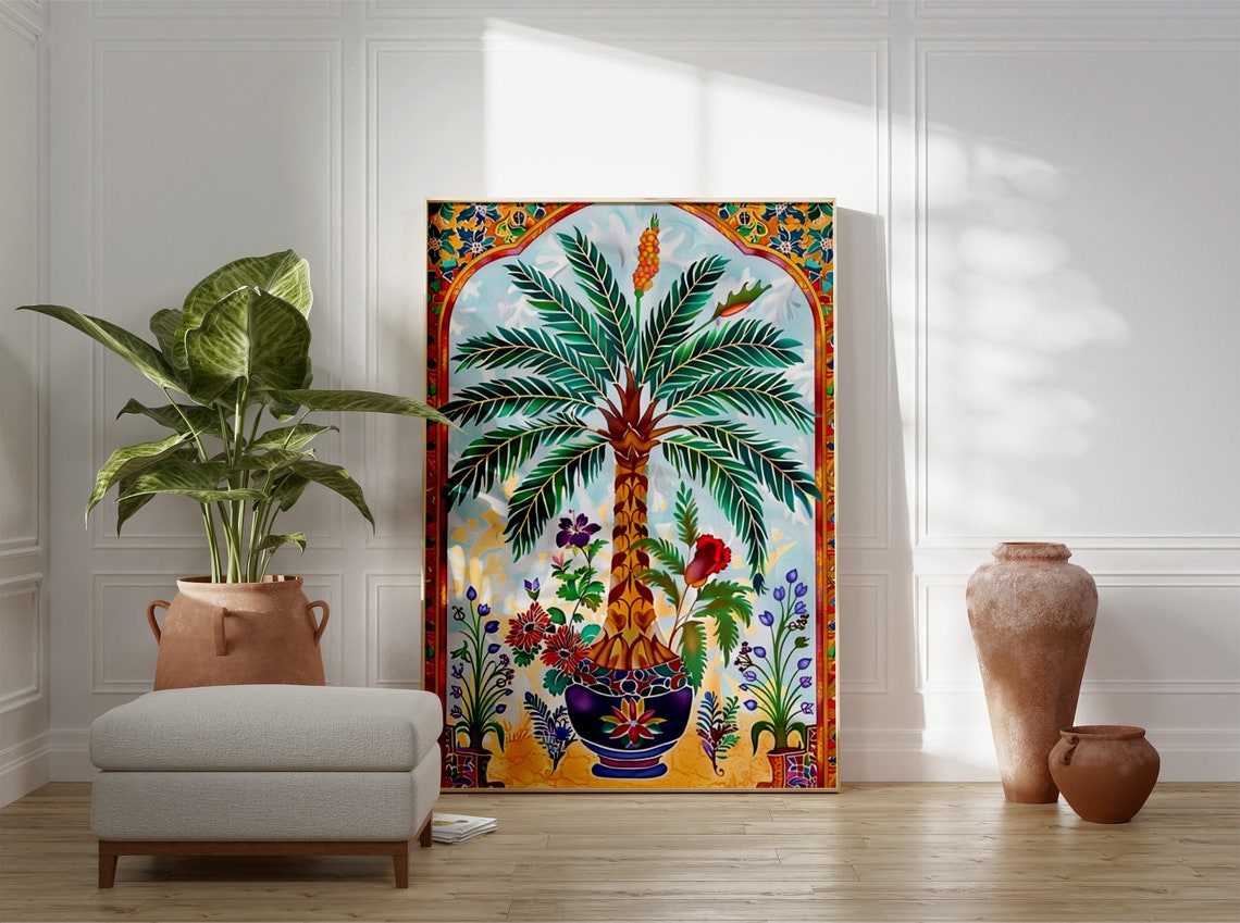 Islamic Palm Tree Floral Arch Persian Style Botanical Wall Art - Image 3