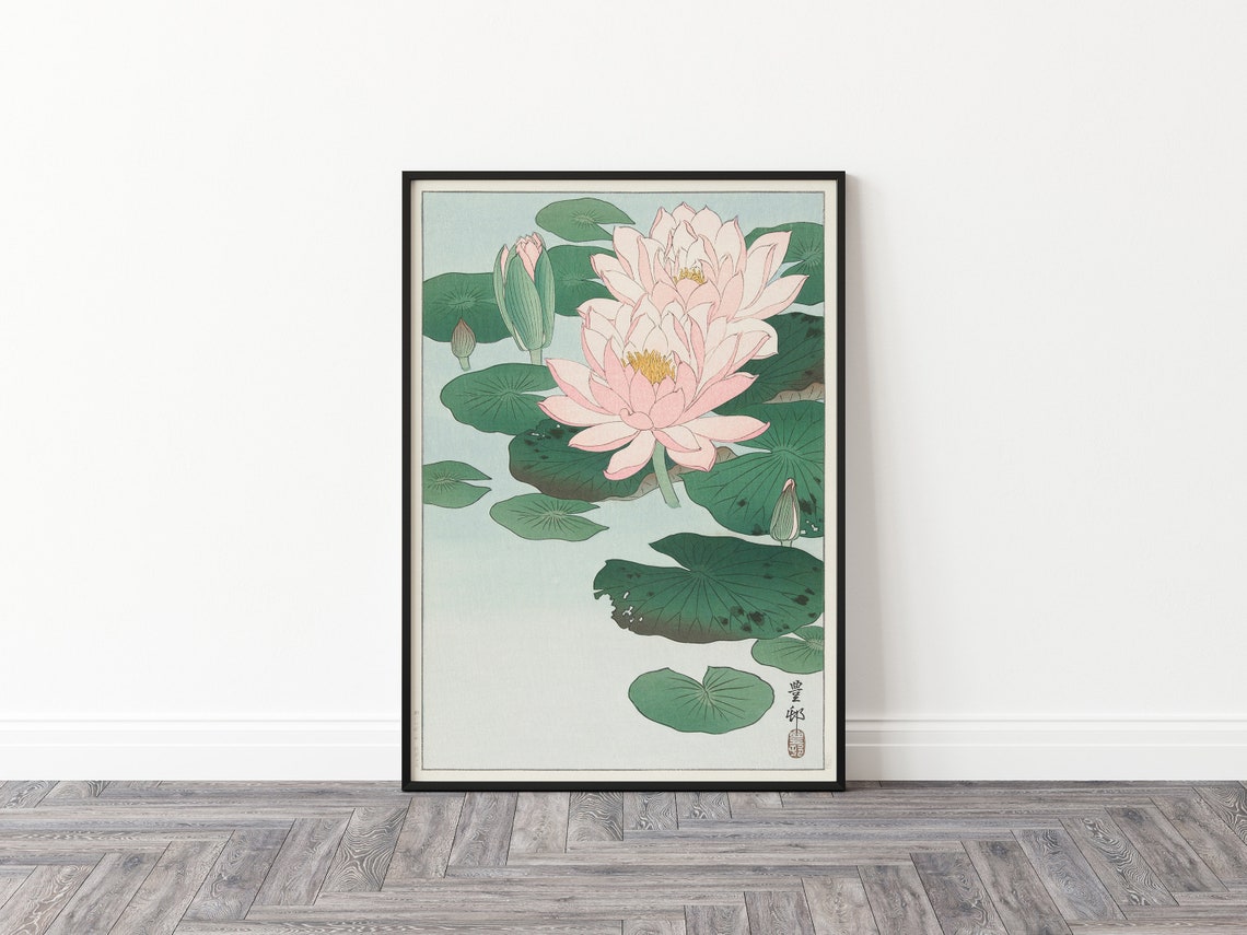 Japanese Water Lily Pond Bloom Botanical Illustration Poster - Image 2