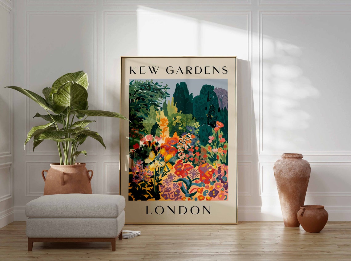 Kew Gardens Poster London Print London Art London Poster London Travel Print William Morris Print Retro London Art