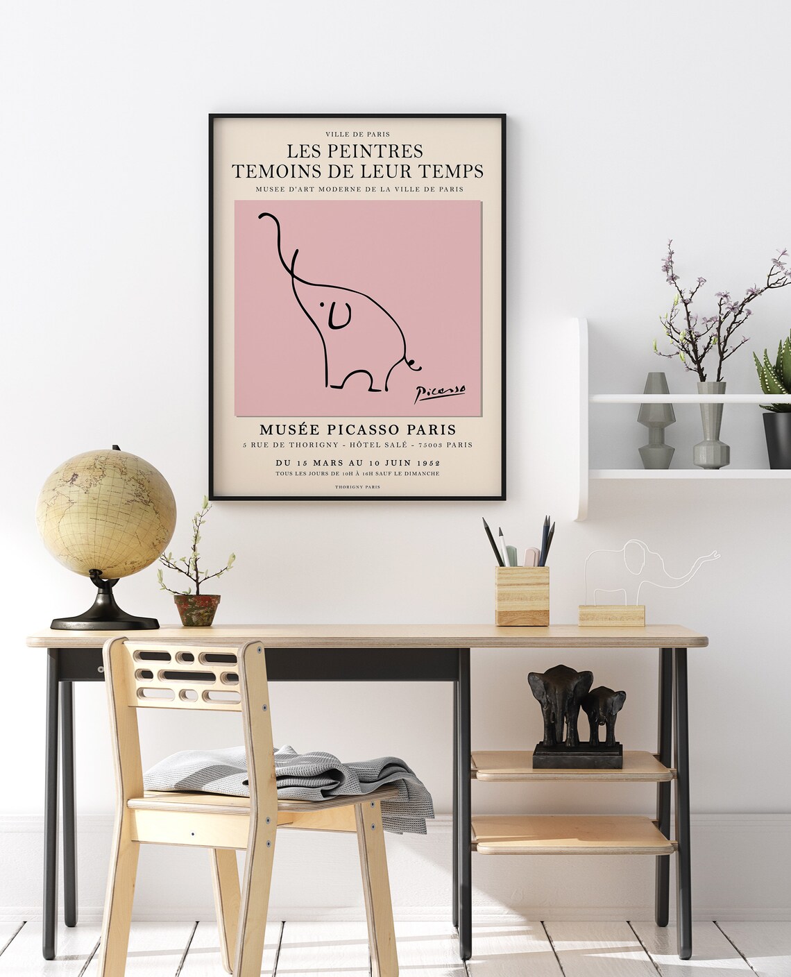 Picasso Pink Elephant Vintage Minimalist Art Print - Image 2