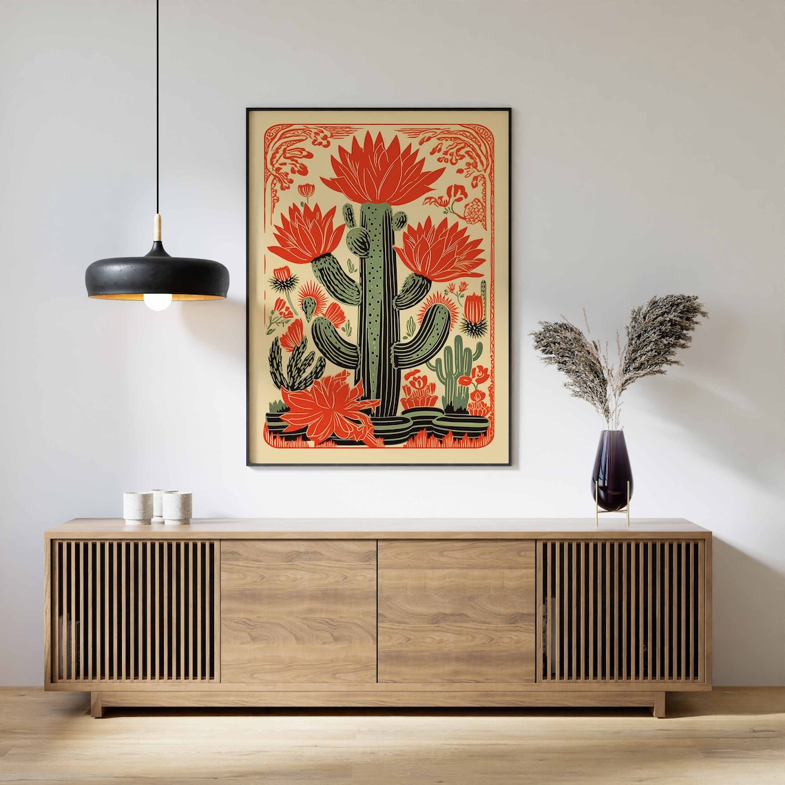 Vintage Mexican Cactus Floral Cultural Gift Poster - Image 3