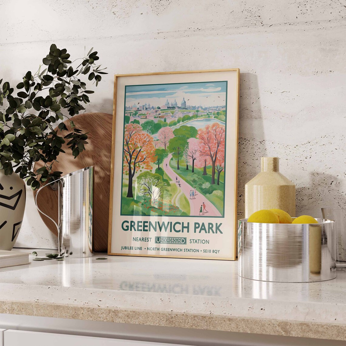 Greenwich Park London Art Print, William Morris Floral - Image 2