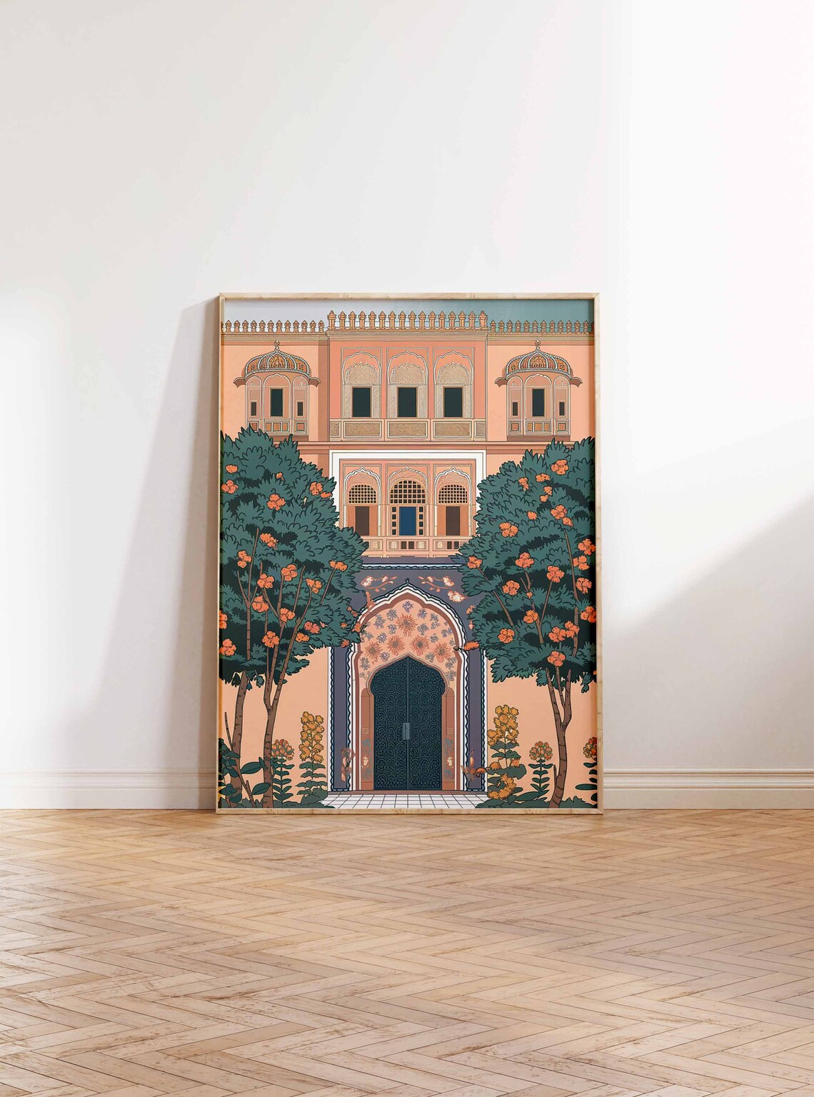 Floral Ornate Peach Indian Palace Arched Doorway Garden Poster - Image 2