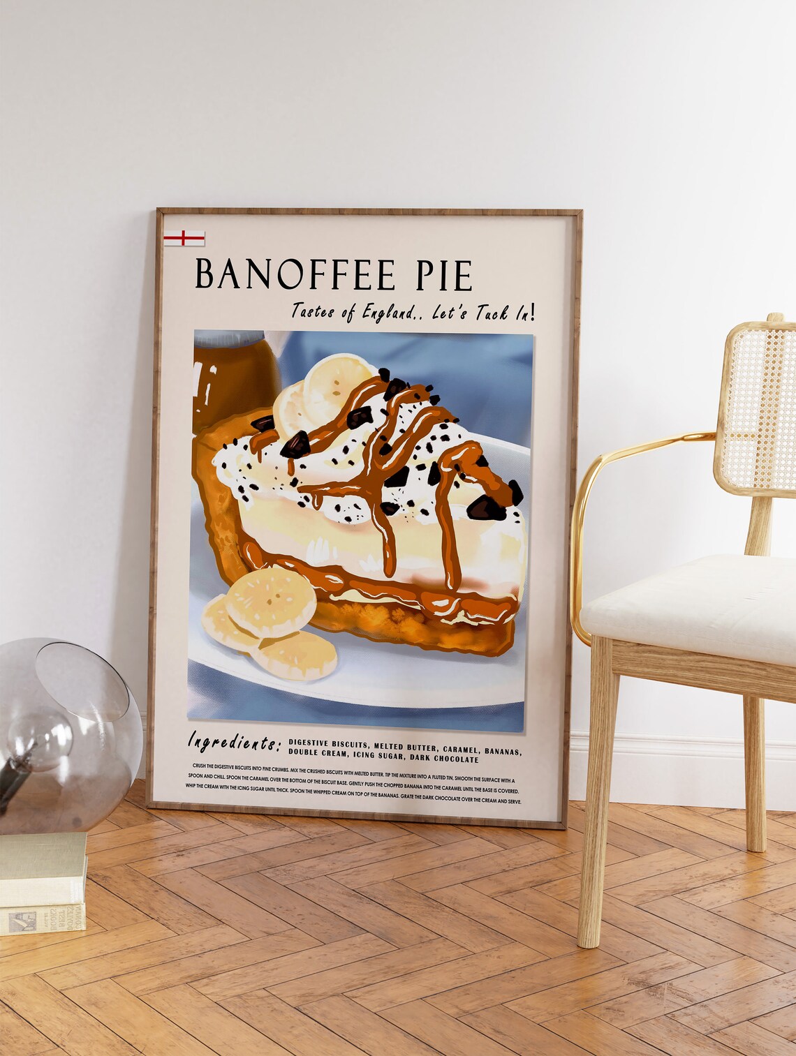 Banoffee Pie Retro Food Poster, London Kitchen Decor - Image 3
