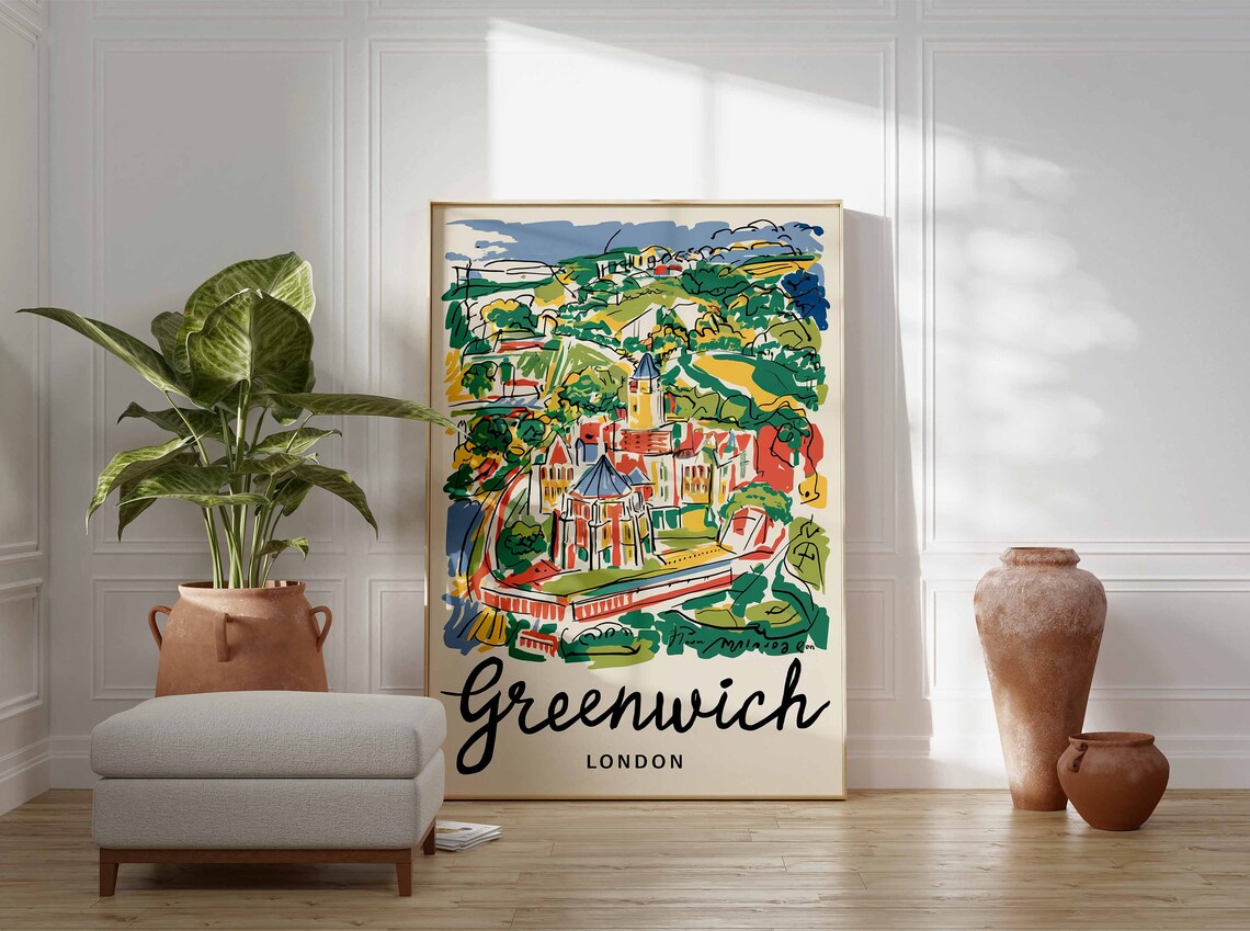 Greenwich London Travel Poster, Retro William Morris Print - Image 3