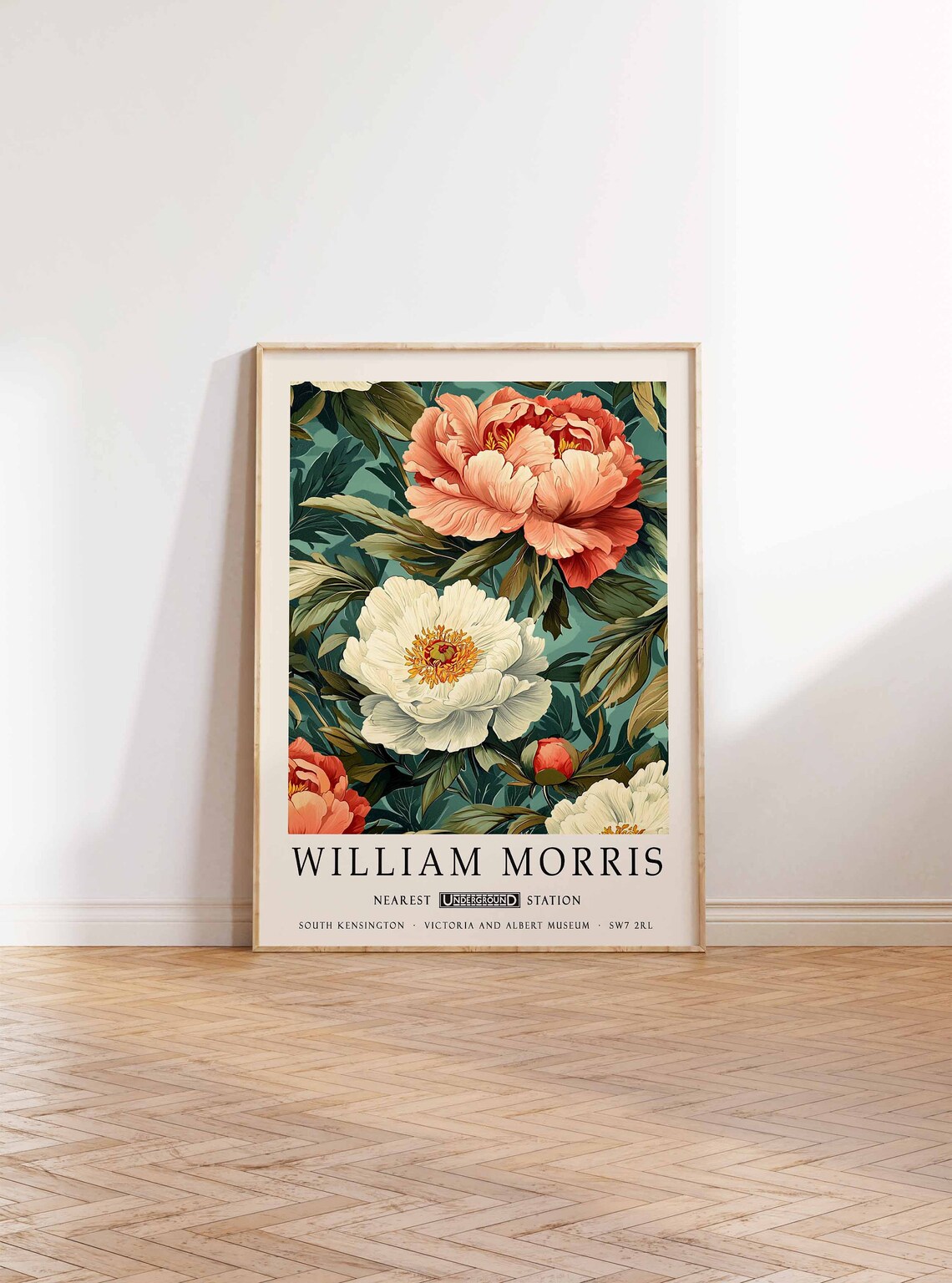 William Morris Vintage Peony Blossom Floral Botanical Museum Poster - Image 2