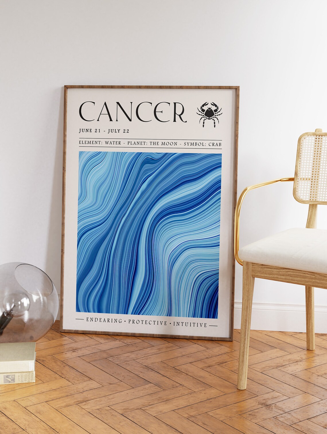 Cancer Zodiac Sign June July Water Blue Marble Art Poster Gift - Image 3