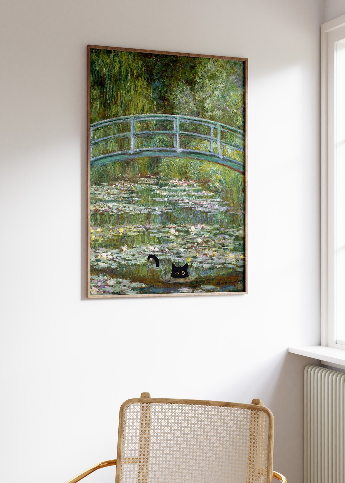 Monet-Inspired Waterlily Cat Poster - Image 3