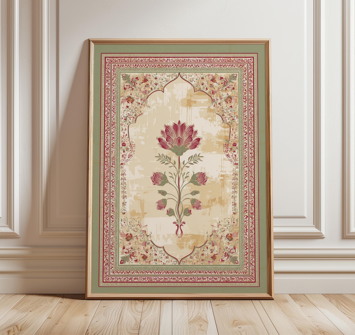 Mughal Floral Arch Poster, Jaipur Palace Heritage