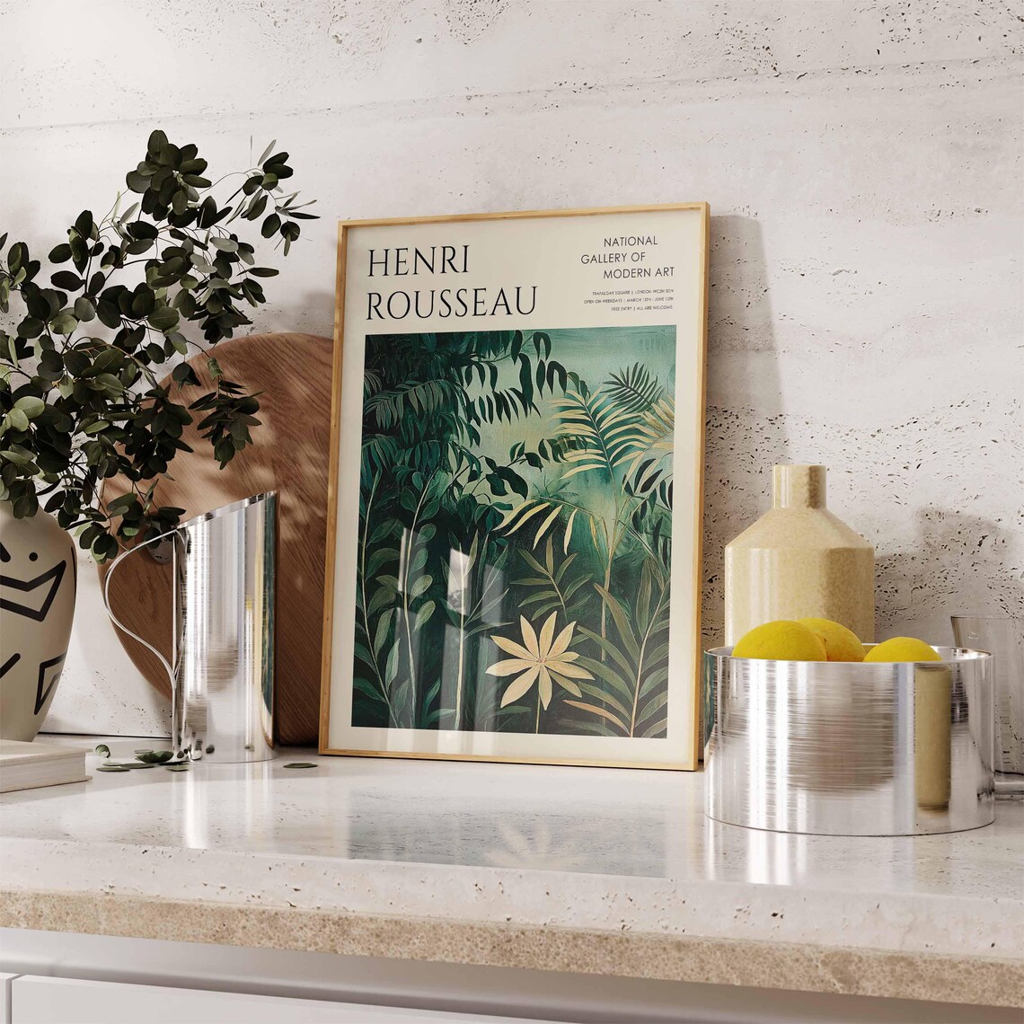 Henri Rousseau Dark Green Jungle with Cream Flower Exhibition Poster - Image 3
