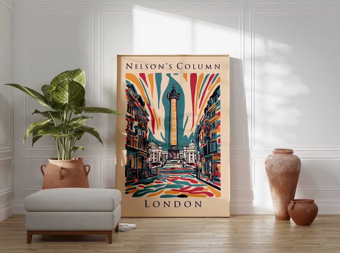 Nelsons Column Trafalgar Square Bold Color Street Art Poster - Image 3
