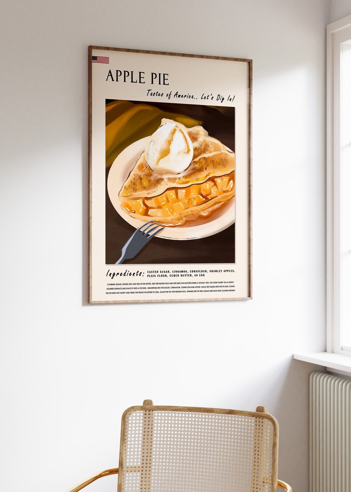 Apple Pie Retro Food Poster, Kitchen Wall Art - Image 2