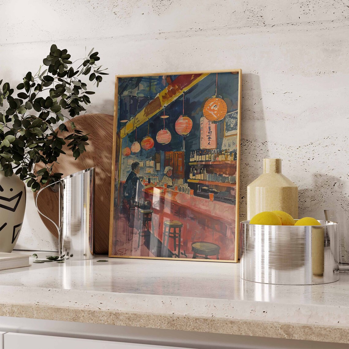 Japanese Izakaya Bar Paper Lantern Watercolor Retro Beautiful Poster - Image 2