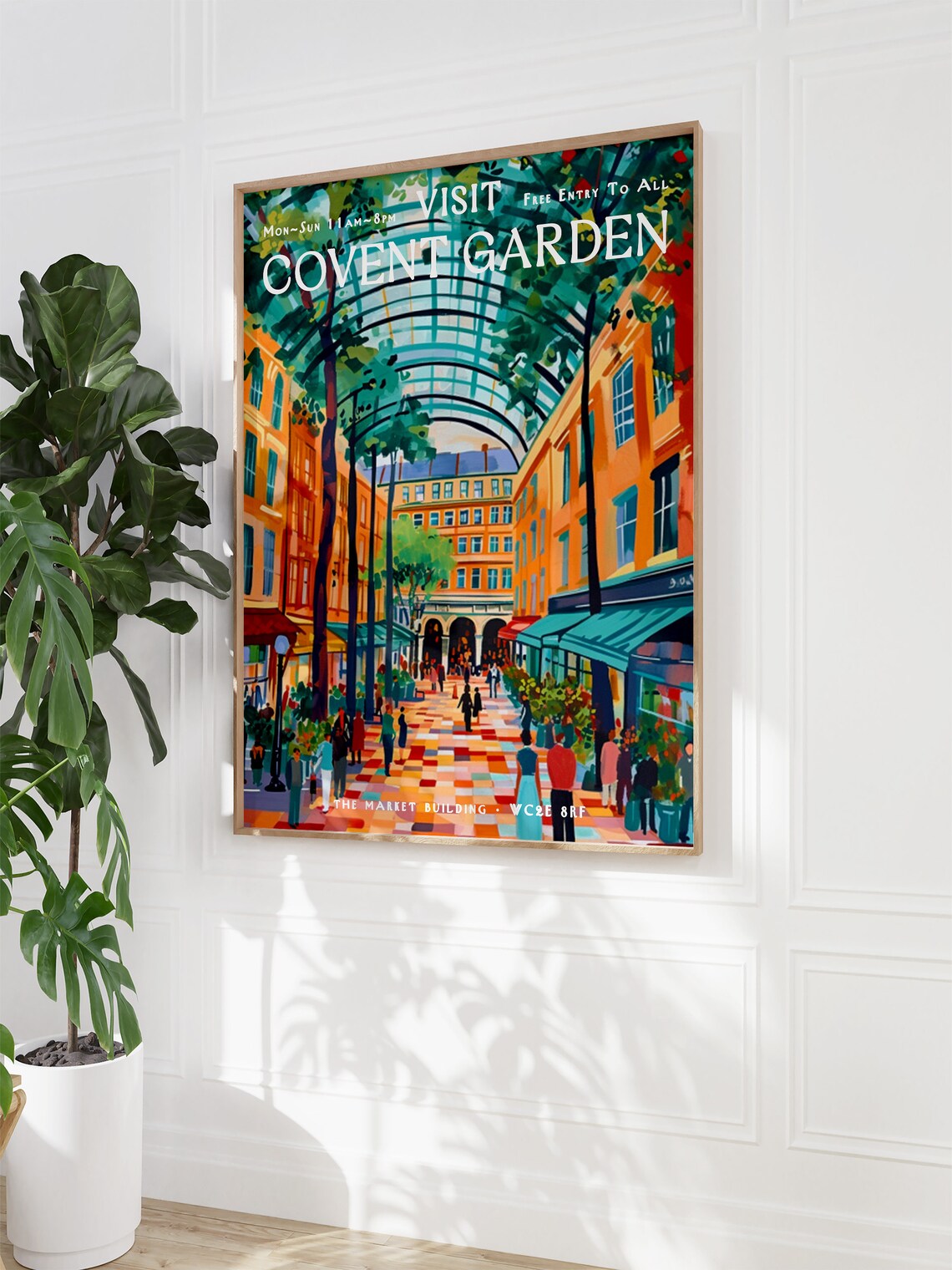 Covent Garden London Colorful Market Hall Travel Poster Scene - Image 3