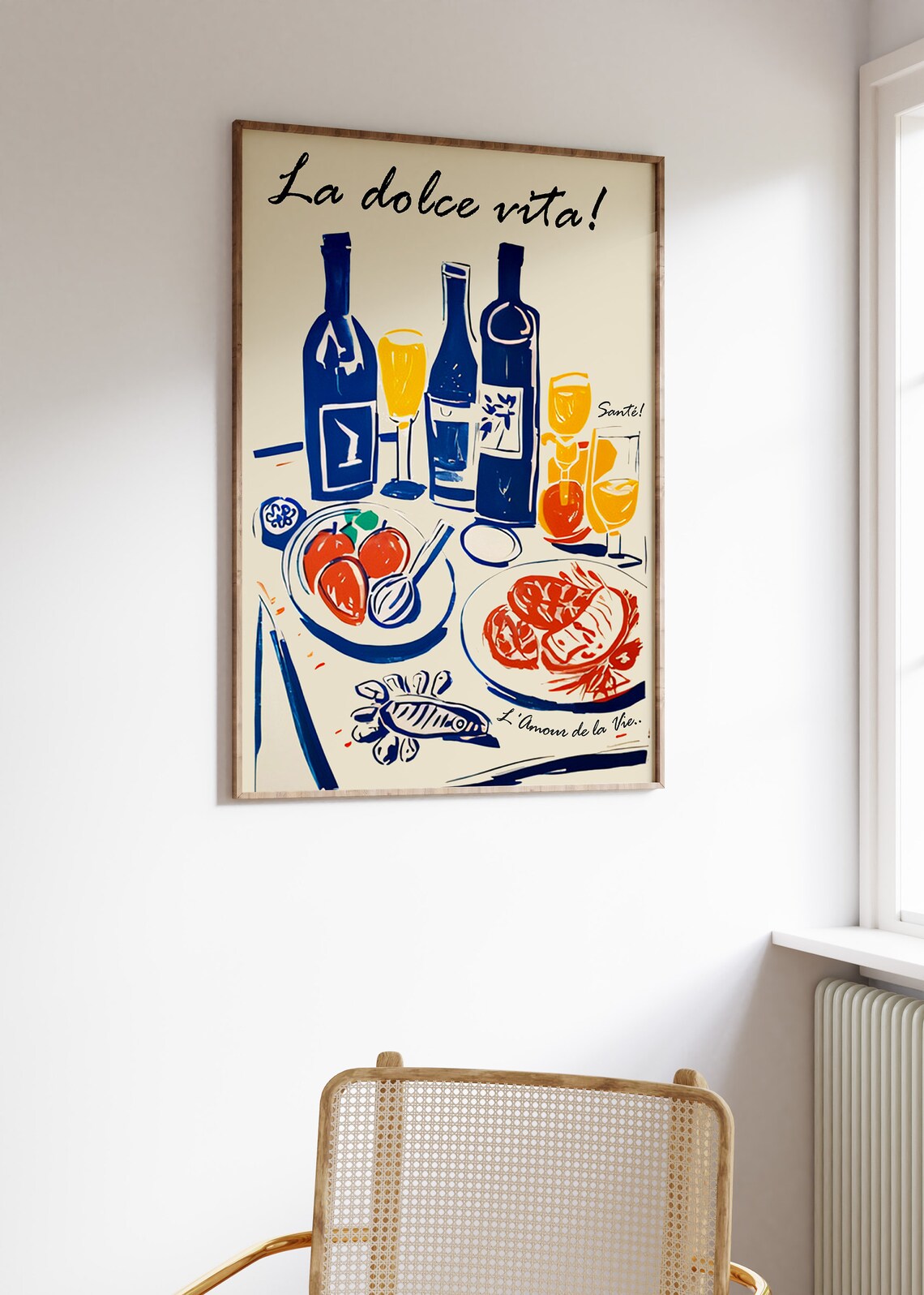 La Dolce Vita Italian Wine Dinner Feast Art Illustration Poster - Image 3