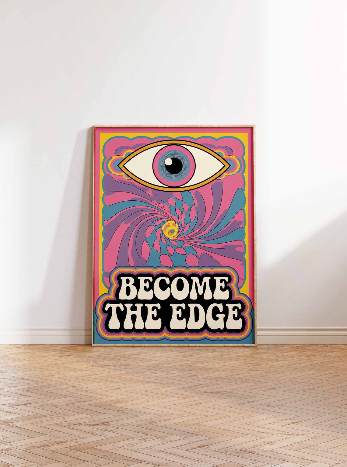 Become The Edge Trippy Eye Swirl Psychedelic Retro 70s Art Poster - Image 2